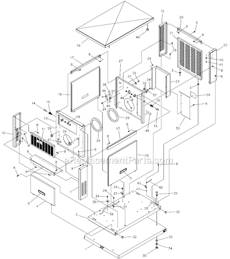 Enclosure Diagram and Parts List for  Briggs and Stratton Generator